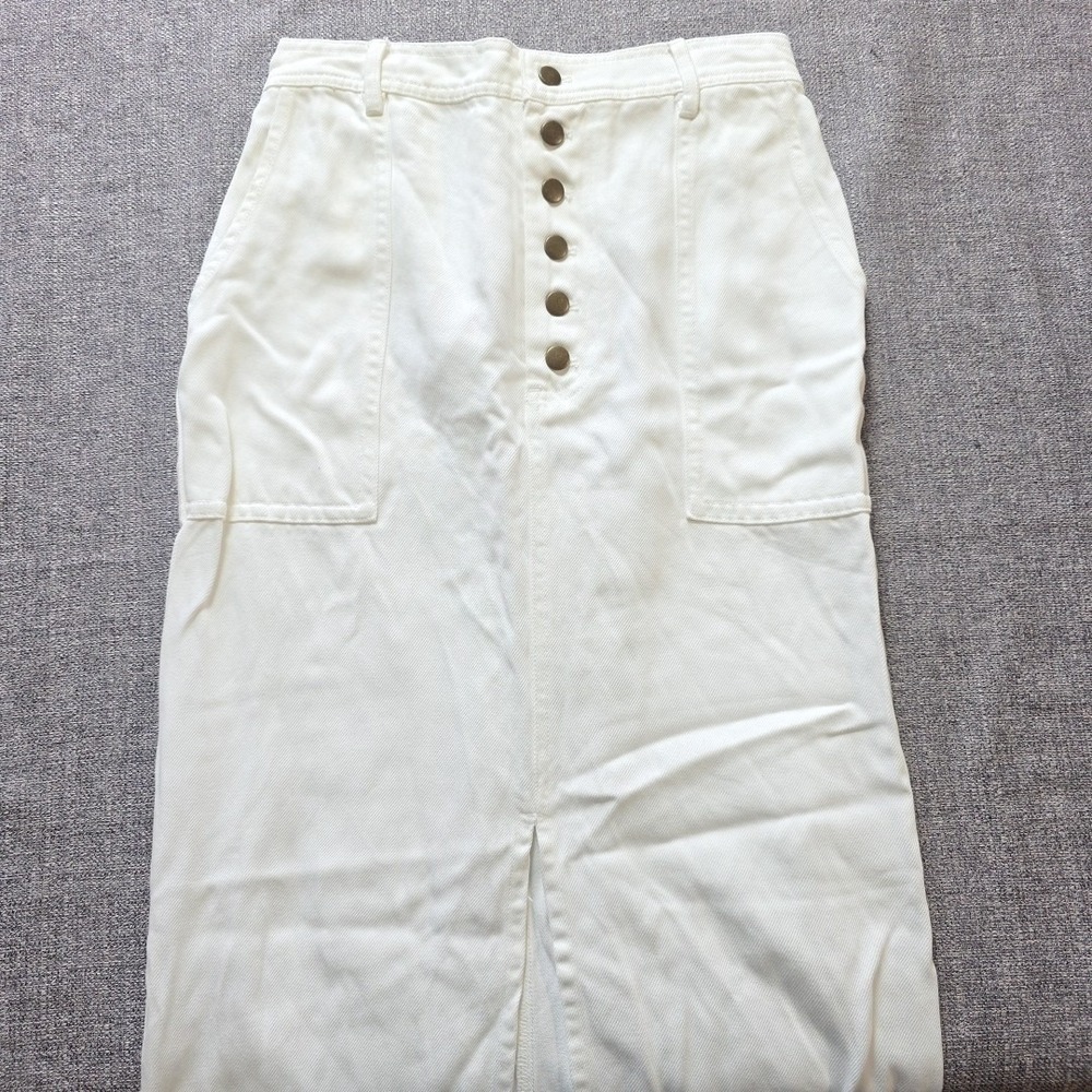 YFB Skirt Womens White Buttonfly Size Small Split